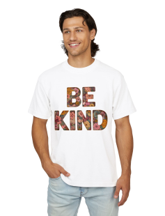 Be Kind Floral Typography T-Shirt Erkek