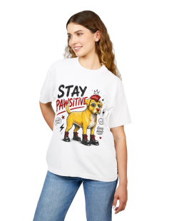 Stay Pawsitive Punk Dog T-Shirt Kadın