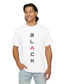 Black Minimal Vertical Typography T-Shirt Erkek