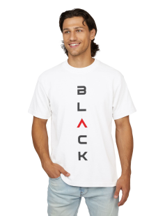 Black Minimal Vertical Typography T-Shirt Erkek