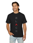 Black Minimal Vertical Typography T-Shirt Erkek