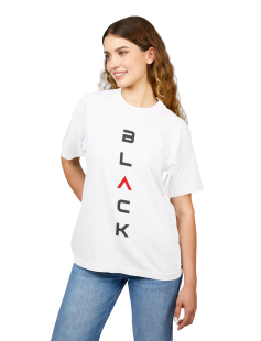 Black Minimal Vertical Typography T-Shirt Kadın