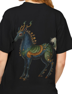 Mythic Deer Art Print T-Shirt Kadın