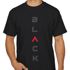 Black Minimal Vertical Typography T-Shirt Erkek