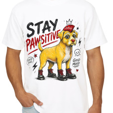 Stay Pawsitive Punk Dog T-Shirt Erkek