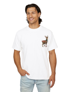Floral Mythic Goat Print T-Shirt Erkek