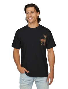 Floral Mythic Goat Print T-Shirt Erkek