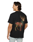 Floral Mythic Goat Print T-Shirt Erkek