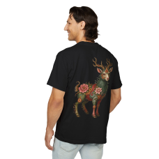 Floral Mythic Goat Print T-Shirt Erkek