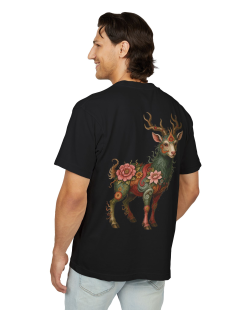 Floral Mythic Goat Print T-Shirt Erkek