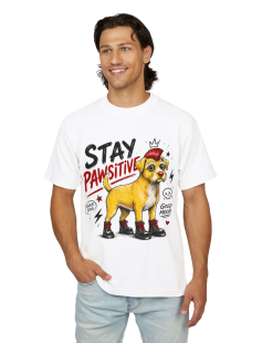 Stay Pawsitive Punk Dog T-Shirt Erkek
