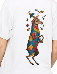 Royal Goat Print T-Shirt Kadın