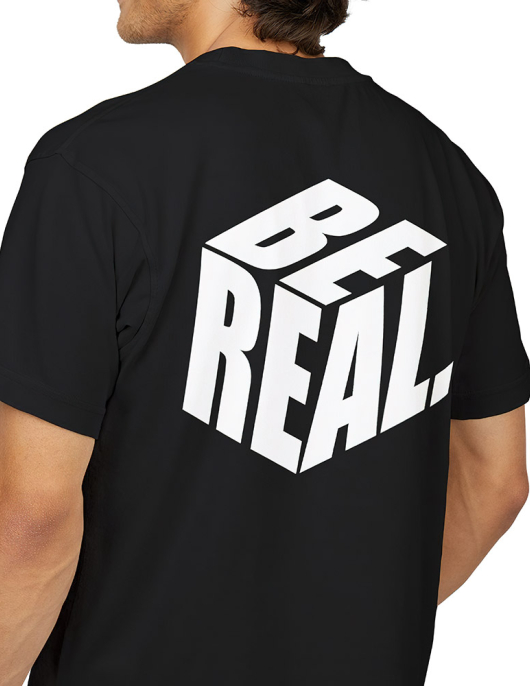 Be Real 3D Typography T-Shirt Erkek