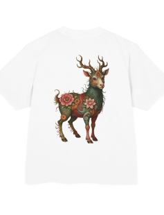 Floral Mythic Goat Print T-Shirt Erkek