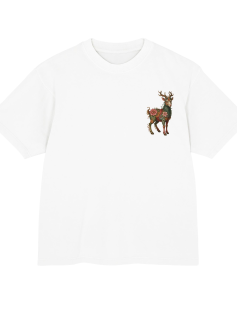 Floral Mythic Goat Print T-Shirt Erkek