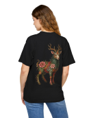 Floral Mythic Goat Print T-Shirt Kadın