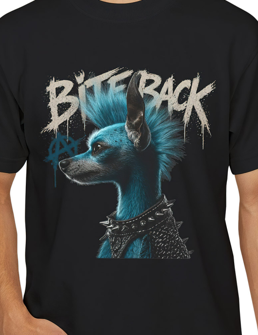Bite Back Punk Dog T-Shirt Erkek