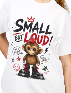 Small But Loud Punk Monkey T-Shirt Kadın