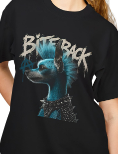 Bite Back Punk Dog T-Shirt Kadın