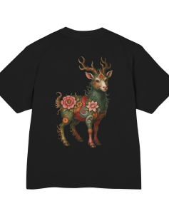 Floral Mythic Goat Print T-Shirt Erkek