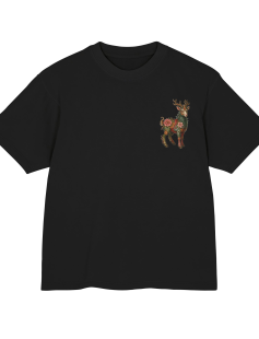 Floral Mythic Goat Print T-Shirt Erkek