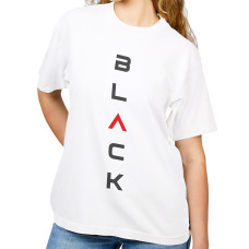 Black Minimal Vertical Typography T-Shirt Kadın