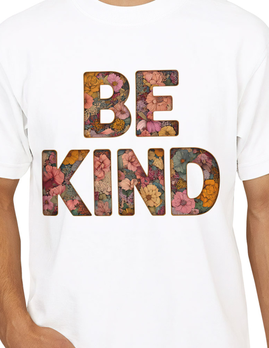 Be Kind Floral Typography T-Shirt Erkek